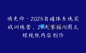 悄老师·2025自媒体系统实战训练营，21天掌握AI图文短视频内容创作