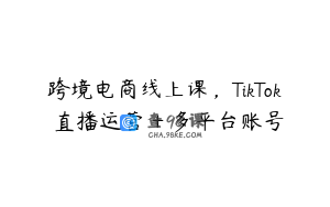 跨境电商线上课，TikTok 直播运营 + 多平台账号