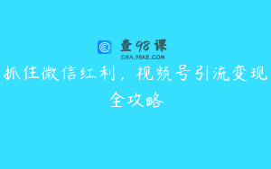 抓住微信红利，视频号引流变现全攻略