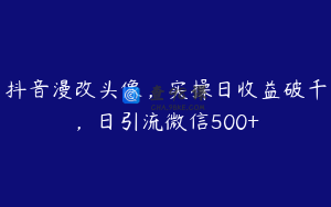 抖音漫改头像，实操日收益破千，日引流微信500+