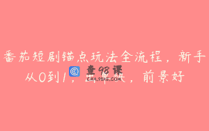 番茄短剧锚点玩法全流程，新手从0到1，出单快，前景好