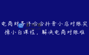 电商财务许哈哈抖音小店对账实操小白课程，解决电商对账难