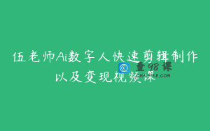 伍老师Ai数字人快速剪辑制作以及变现视频课