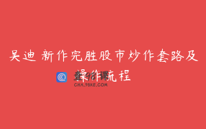 吴迪 新作完胜股市炒作套路及操作流程