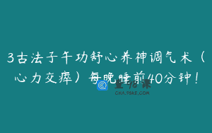 3古法子午功舒心养神调气术（心力交瘁）每晚睡前40分钟！