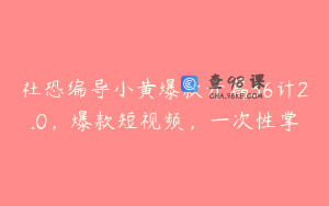 社恐编导小黄爆款开篇36计2.0，爆款短视频，一次性掌