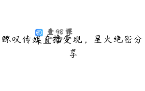 鲸叹传媒直播变现，星火绝密分享