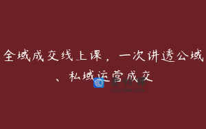 全域成交线上课，一次讲透公域、私域运营成交