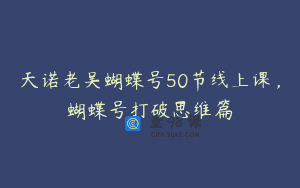 天诺老吴蝴蝶号50节线上课，蝴蝶号打破思维篇