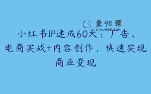 小红书IP速成60天：广告、电商实战+内容创作，快速实现商业变现