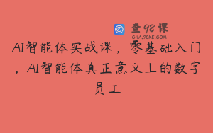 AI智能体实战课，零基础入门，AI智能体真正意义上的数字员工