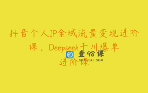 抖音个人IP全域流量变现进阶课，Deepseek千川爆单进阶课