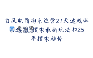 白凤电商淘系运营21天速成班第34期-搜索最新玩法和25年搜索趋势