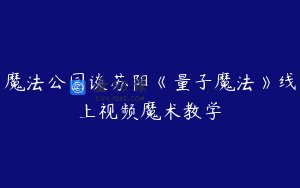 魔法公园谈苏阳《量子魔法》线上视频魔术教学