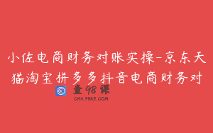 小佐电商财务对账实操-京东天猫淘宝拼多多抖音电商财务对