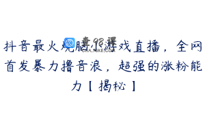 抖音最火烧脑小游戏直播，全网首发暴力撸音浪，超强的涨粉能力【揭秘】