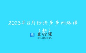 2023年8月份拼多多网络课（新）