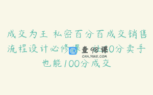 成交为王 私密百分百成交销售流程设计必修课，让60分卖手也能100分成交