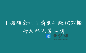 【搬砖套利】萌兔年赚10万搬砖大部队第二期