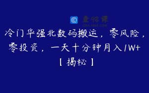 冷门华强北数码搬运，零风险，零投资，一天十分钟月入1W+【揭秘】