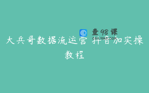大兵哥数据流运营 抖音加实操教程