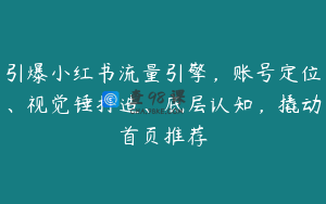 引爆小红书流量引擎，账号定位、视觉锤打造、底层认知，撬动首页推荐