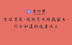全球首发-视频号无限截留术-你不知道的流量沃土