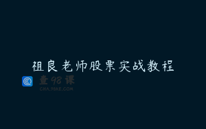 祖良老师股票实战教程