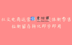 社交电商运营课程，实体新零售拉新留存转化即学即用