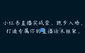 小红书直播实战营，跑步入场，打造专属你的直播话术框架，