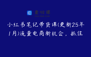 小红书笔记带货课(更新25年1月)流量电商新机会，抓住