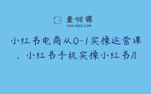 小红书电商从0-1实操运营课，小红书手机实操小红书/I