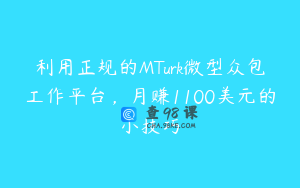 利用正规的MTurk微型众包工作平台，月赚1100美元的小技巧