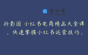 抖影团・小红书电商精品大全课，快速掌握小红书运营技巧，