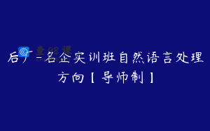 后厂-名企实训班自然语言处理方向【导师制】