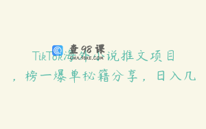 TikTok海外小说推文项目，榜一爆单秘籍分享，日入几