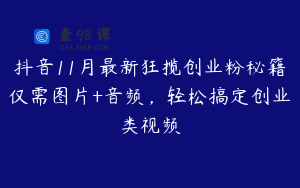 抖音11月最新狂揽创业粉秘籍仅需图片+音频，轻松搞定创业类视频