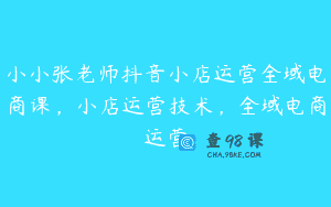 小小张老师抖音小店运营全域电商课，小店运营技术，全域电商运营