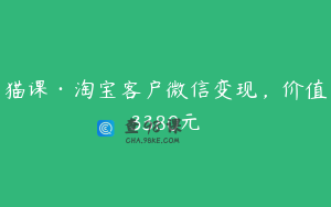 猫课·淘宝客户微信变现，价值3380元