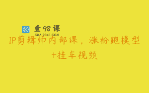 IP剪辑师内部课，涨粉跑模型+挂车视频