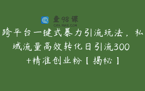 跨平台一键式暴力引流玩法，私域流量高效转化日引流300 +精准创业粉【揭秘】