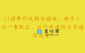 11招带你玩转自媒体，新手小白一看就会，让你快速抢占自媒体流量！