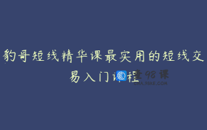 豹哥短线精华课最实用的短线交易入门课程