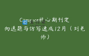 Citespace核心期刊定向选题与仿写速成12月（刘老师）