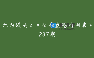 无为战法之《交易盘感特训营》237期