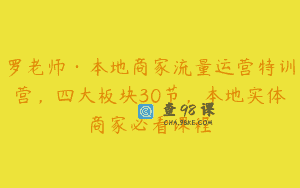 罗老师·本地商家流量运营特训营，四大板块30节，本地实体商家必看课程