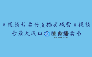 《视频号卖书直播实战营》视频号最大风囗项目直播卖书