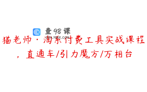 猫老师·淘系付费工具实战课程，直通车/引力魔方/万相台