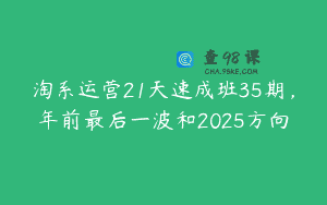 淘系运营21天速成班35期，年前最后一波和2025方向