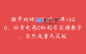 猴帝蚂蚱2023线上课1600，抖音电商0粉起号实操教学，自然流量天花板